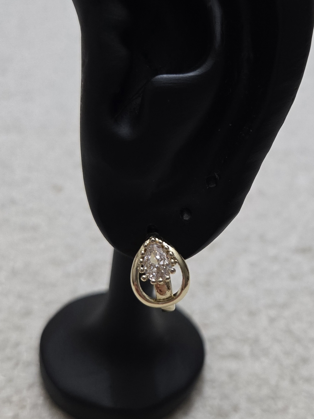 Gold Teardrop Cubic Zirconia Stud Earrings - Elegant Women Jewelry